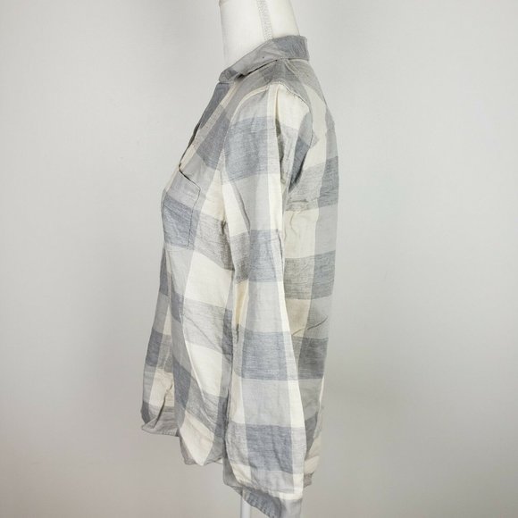 J. Crew Gray Plaid Flannel Long Sleeve - Picture 4 of 7
